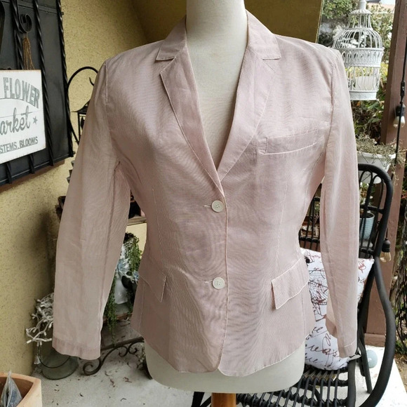 Pink Blazer | Semi-Sheer Mauve Jacket |  Small - Picture 7 of 7